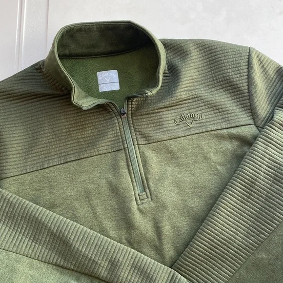 Callaway Men’s 1/4 Zip Pullover Olive Green M - Picture 2 of 5